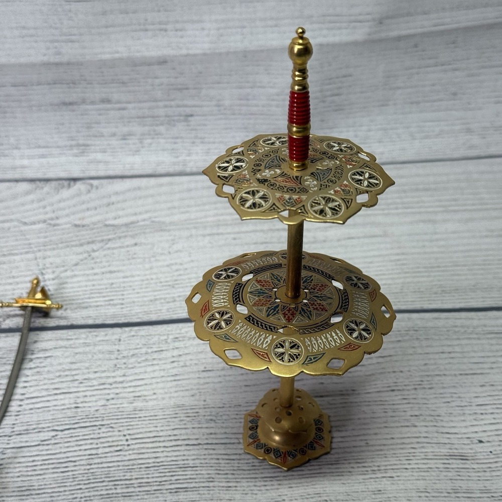 Toledo Mini Swords (18) Cocktail Picks Appetizer Skewer 2-Tier Stand Vintage MCM - Picture 6 of 14